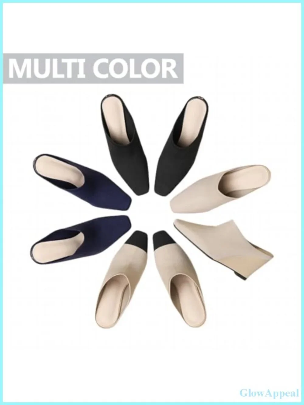 Women's Knit Closure Wedge Heels Square Toe Mules Memory Foam Slip On Comfort